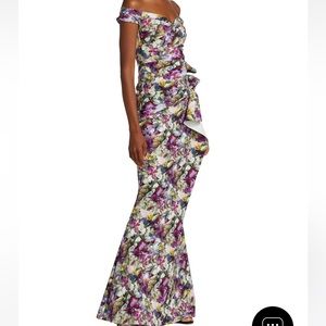 Chiara Boni floral gown, off-the-shoulder